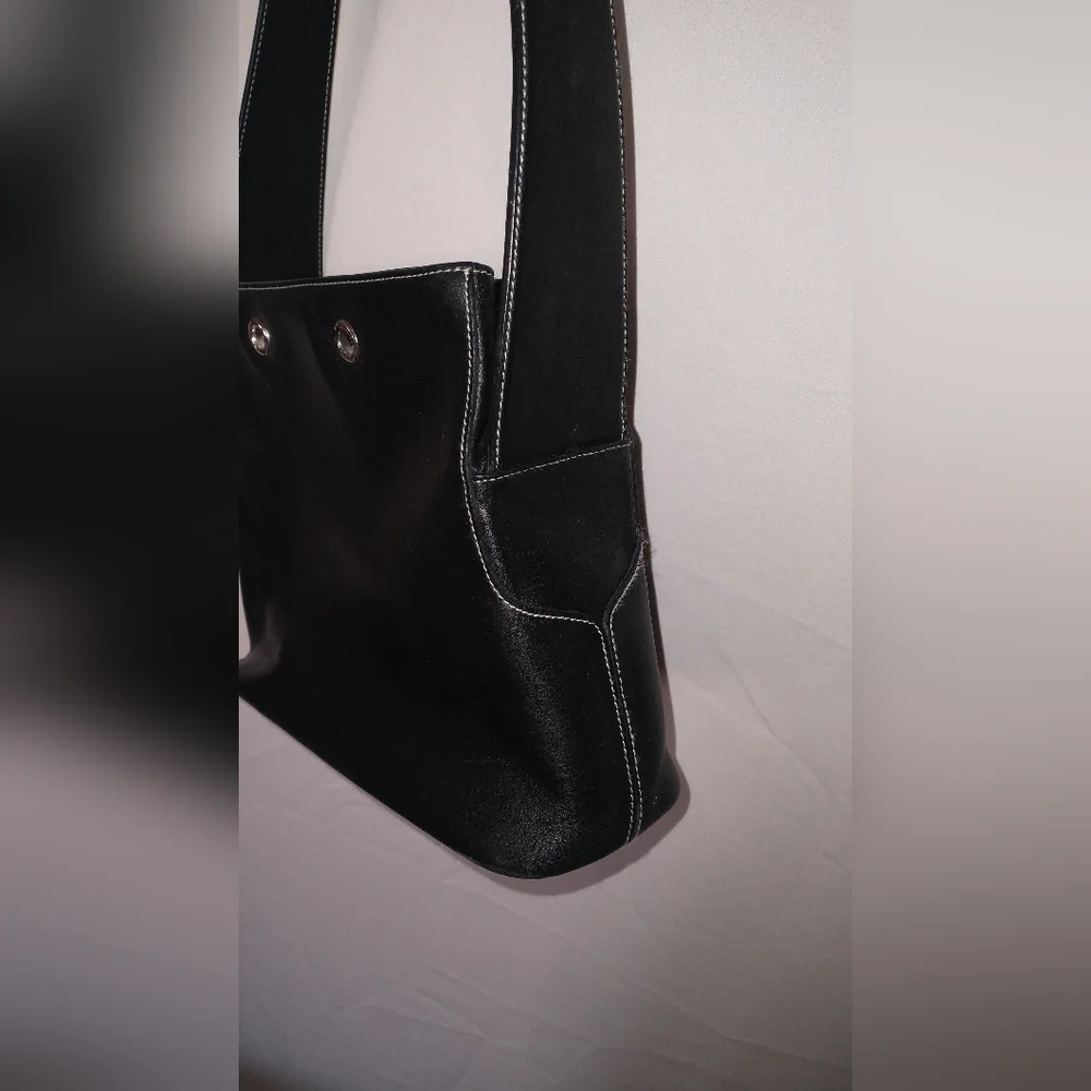 Lauren Ralph Lauren Elegant Black Leather Shoulder Bag Retro Vintage 90"S - Picture 8 of 11